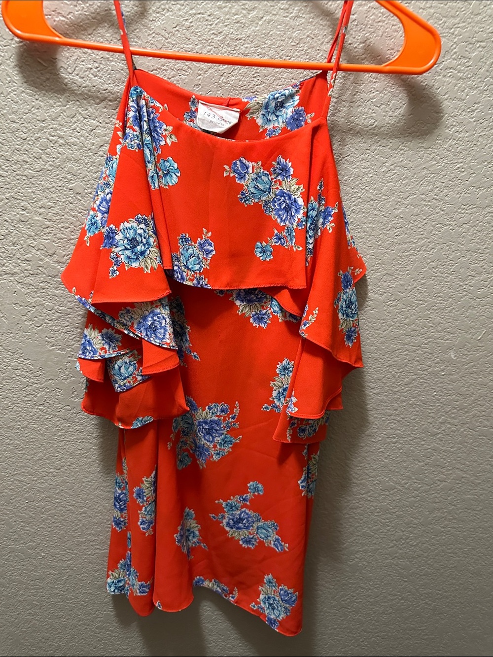 1.4.3. Story by Line Up Orange Mini Dress with Blue Floral Print